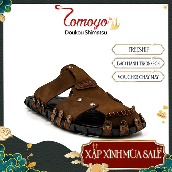  Dép Rọ Nam Da Bò Thật Tomoyo TMD10302 