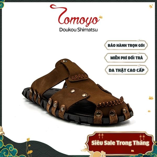  Dép Rọ Nam Da Bò Thật Tomoyo TMD10302 