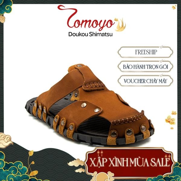  Dép Rọ Nam Da Bò Thật Tomoyo TMD10303 