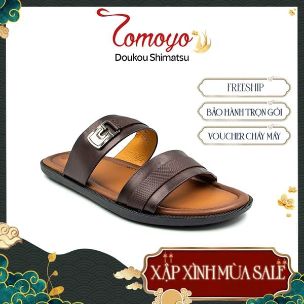  Dép Nam Quai Ngang Da Bò Thật Tomoyo TMD10602 