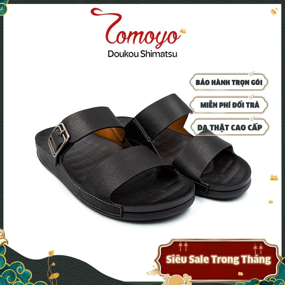  Dép Quai Ngang Nam Da Bò Nappa Cao Cấp Tomoyo TMD301 
