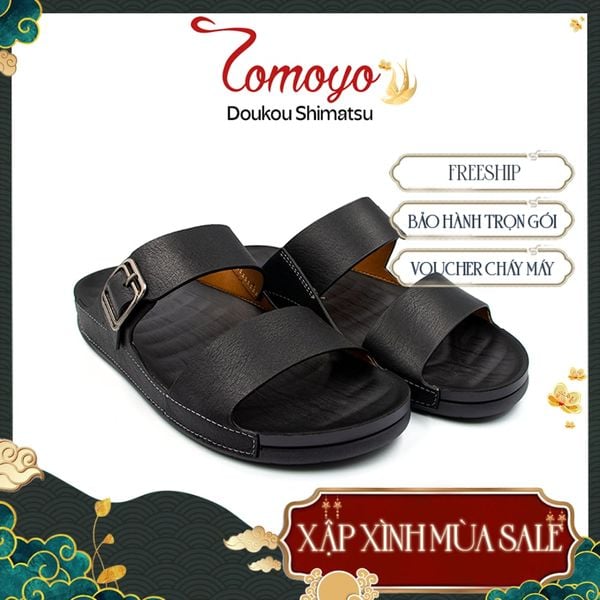  Dép Quai Ngang Nam Da Bò Nappa Cao Cấp Tomoyo TMD301 