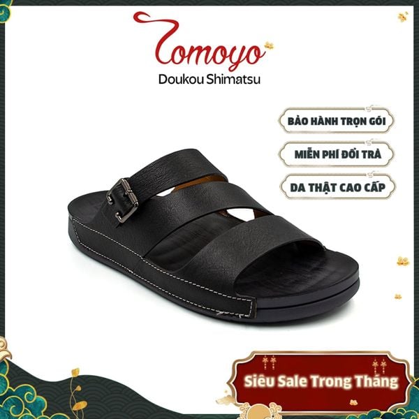  Dép Quai Ngang Nam Da Bò Nappa Cao Cấp Tomoyo TMD302 