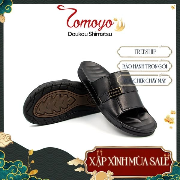  Dép Nam Quai Ngang Siêu Nhẹ Da Bò Cao Cấp TOMOYO TMD30501 