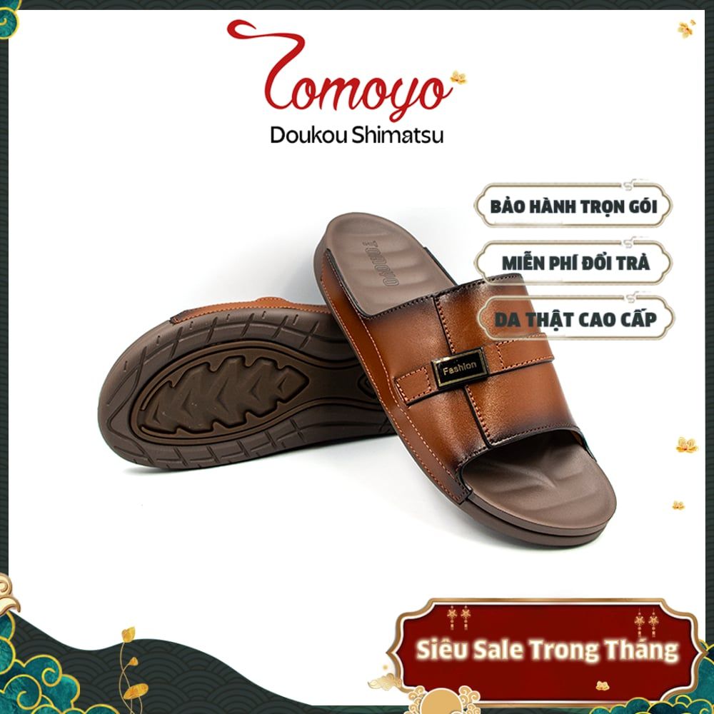  Dép Quai Ngang Nam Da Bò Nappa Cao Cấp Tomoyo TMD30503 