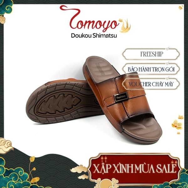 Dép Quai Ngang Nam Da Bò Nappa Cao Cấp Tomoyo TMD30503 