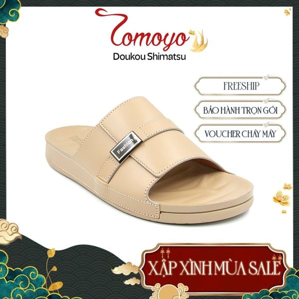  Dép Quai Ngang Nam Da Bò Nappa Cao Cấp Tomoyo TMD30509 