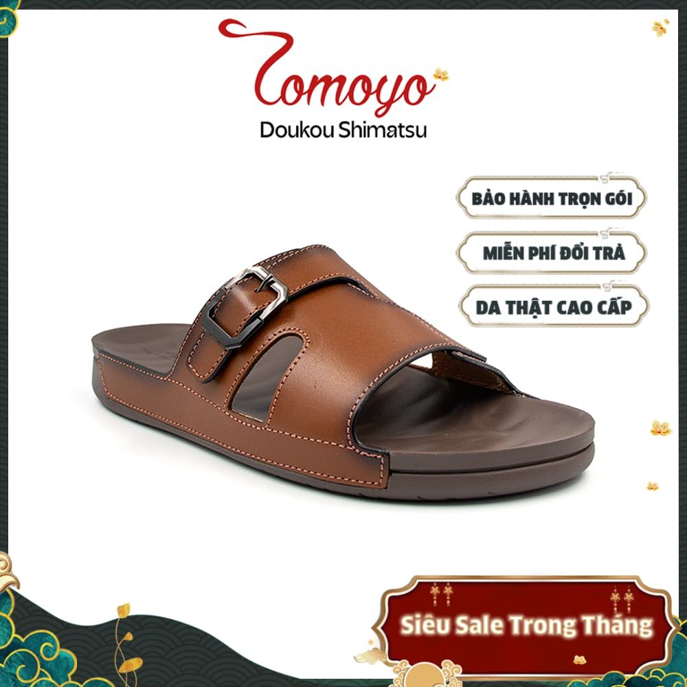  Dép Quai Ngang Nam Da Bò Nappa Cao Cấp Tomoyo TMD30703 