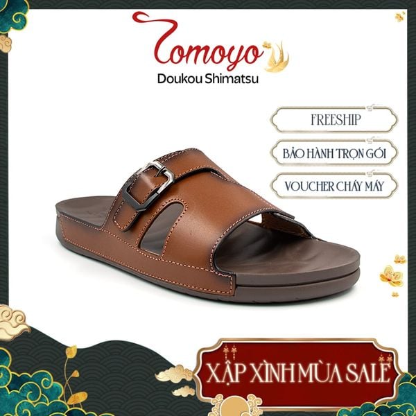  Dép Quai Ngang Nam Da Bò Nappa Cao Cấp Tomoyo TMD30703 