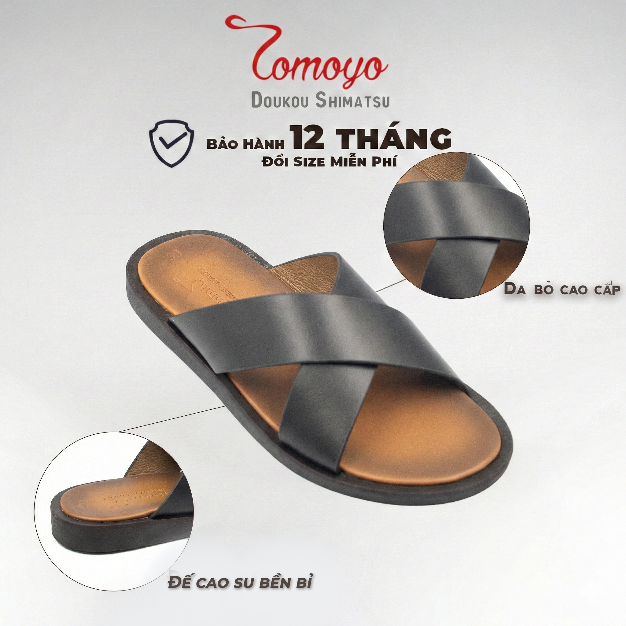  Dép Nam Da Bò Thật Tomoyo TMD80401 