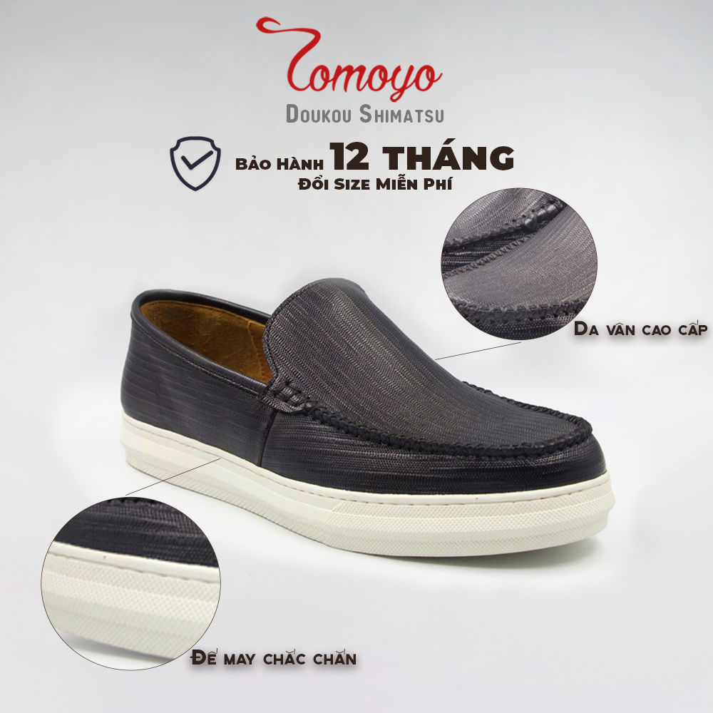  TOMOYO Urban Slip-On Sneaker Nam– Đen Đế Trắng - Sneaker xỏ chân | Êm nhẹ | Đi làm – Đi chơi TMN51001 