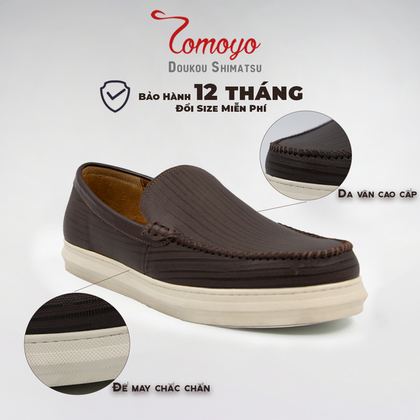  Giày Lười Sneaker Nam Không Dây TOMOYO TMN51002 – Da Thật, Đế Trắng Êm Nhẹ - Slip on Sneaker 