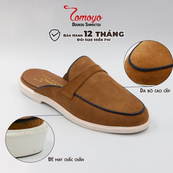  Giày Sục Nam Da Lộn (mule shoes) TOMOYO TMN51203 – Da Thật, Đế Êm Nhẹ - Mule Loafer 