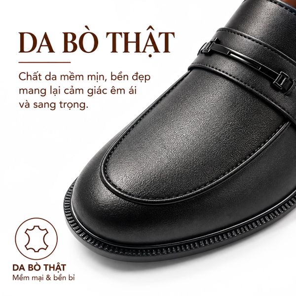  Giày Lười Nam Da Bò Thật TOMOYO TMN52001 - Đen 