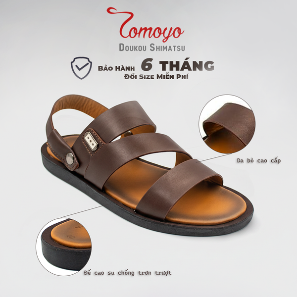  Dép Sandal Nam Da Bò Cao Cấp Tomoyo TMS09402 