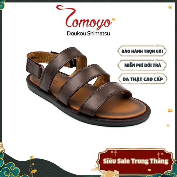  Dép Sandal Nam Da Bò Quai Ngang Cao Cấp Tomoyo TMS10502 