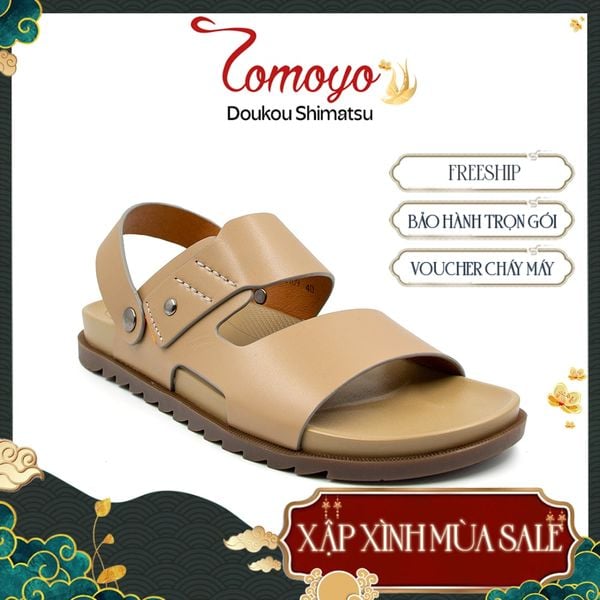  Sandal Tomoyo Da Bò Thật Đế Rãnh Chống Trượt TMS30109 