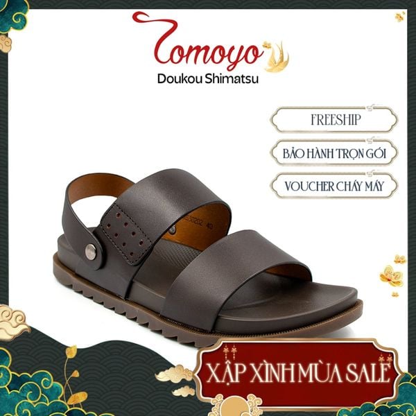  Sandal Tomoyo Da Bò Thật Đế Rãnh Chống Trượt TMS30202 