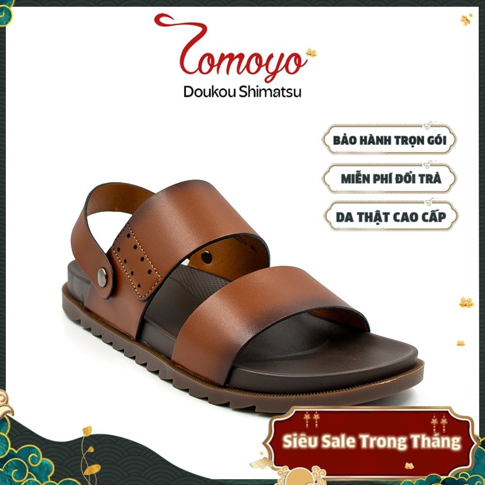  Sandal Tomoyo Da Bò Thật Đế Rãnh Chống Trượt TMS30203 