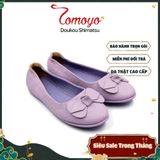  Giày Nữ Búp Bê Đính Nơ Tomoyo Da Micro Fiber Khắc Hoạ Tiết Laser TMW31105 