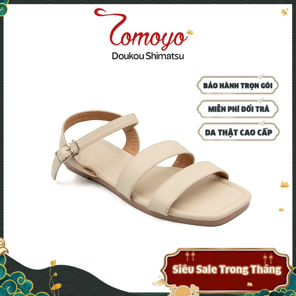  Sandal Nữ Quai Ngang Da Microfiber TOMOYO TMW32609 - Kem 