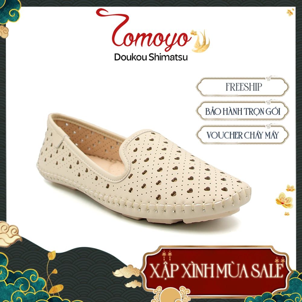  Giày Nữ Búp Bê Da MicroFiber Hoạ Tiết Trái Tim Tomoyo TMW32909 