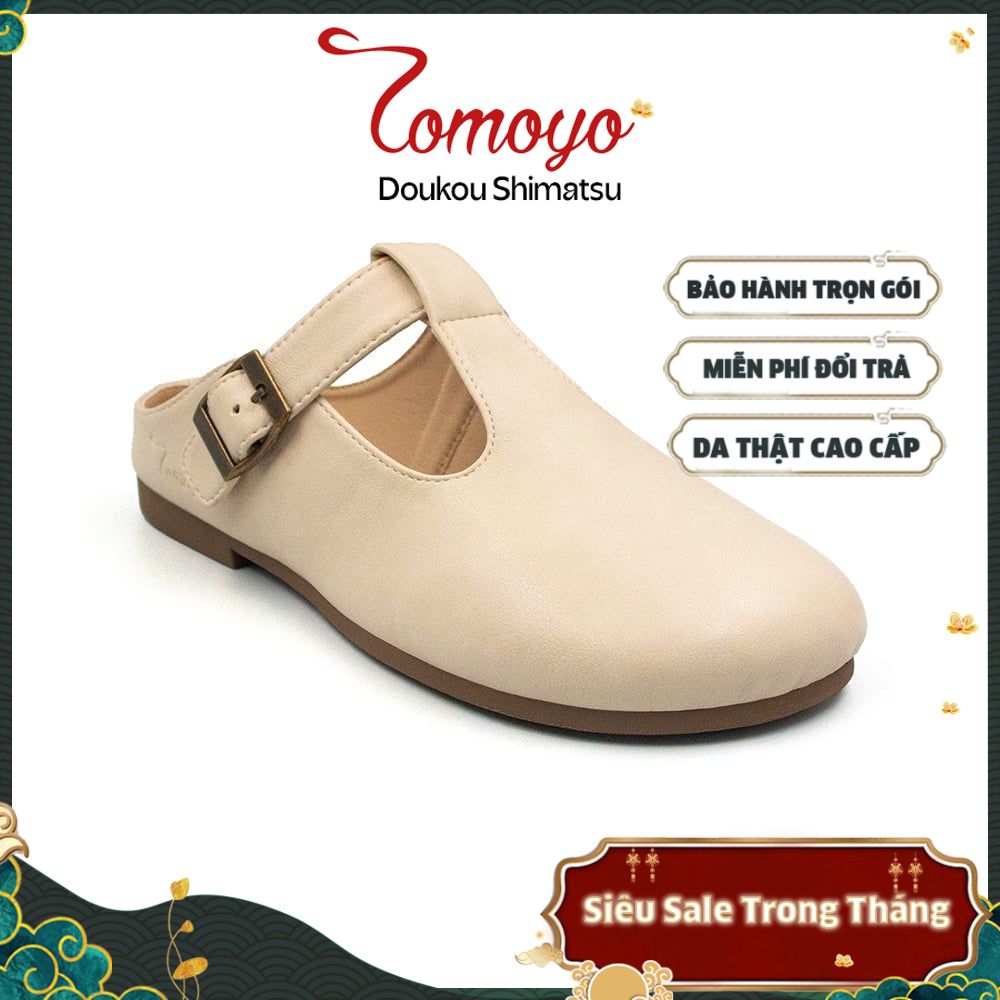  Giày Mule Nữ Quai Chữ T Da PU TOMOYO TMW33209 - Kem 