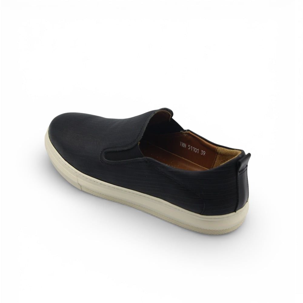  Giày Sneaker Slip-On TOMOYO – Đen Đế Trắng - Đi Làm – Đi Chơi TMN51101 - Da 2 lớp 