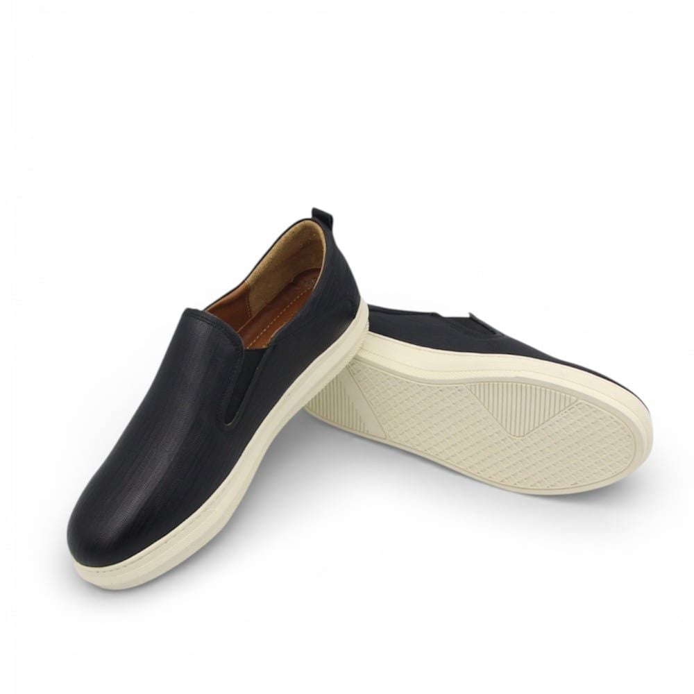 Giày Sneaker Slip-On TOMOYO – Đen Đế Trắng - Đi Làm – Đi Chơi TMN51101 - Da 2 lớp 