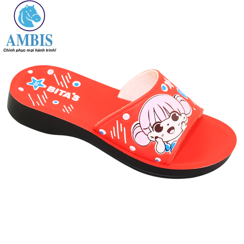  Dép quai ngang bé gái Bita's DEMI.04 (Đỏ + Hồng thạch anh + Tím) 