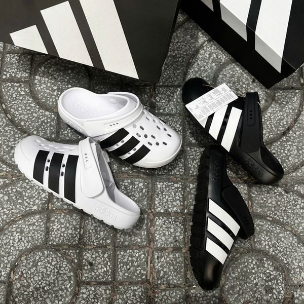  2784 - HÀNG CHÍNH HÃNG - DÉP ADIDAS - SỤC ADILETTE 2.0 - ĐEN SỌC TRẮNG - CODE: JQ8058 