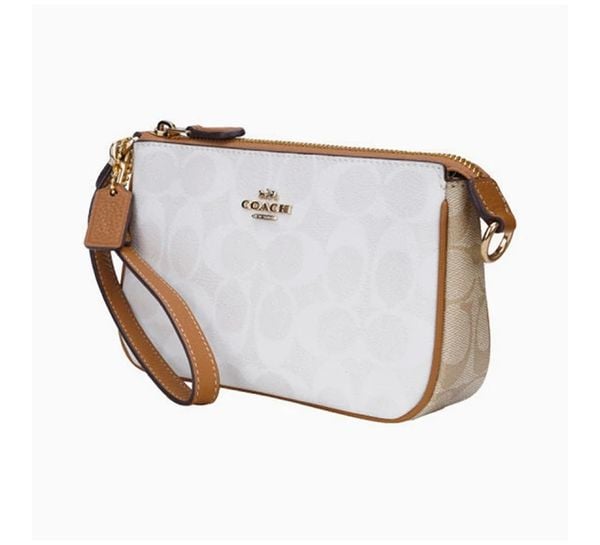  2725 - HÀNG CHÍNH HÃNG - TÚI COACH SHOULDER BAG NOLITA - TRẮNG VIỀN NÂU 