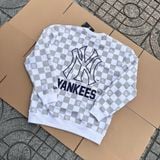  2770 - HÀNG CHÍNH HÃNG - ÁO LEN SWEATER NEW ERA DA CÁ - NY YANKEES - CARO XÁM- CODE: 14742087 