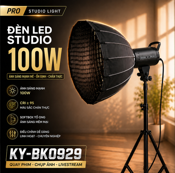 Combo Đèn Studio BK0929 & Softbox Parabolic P90S