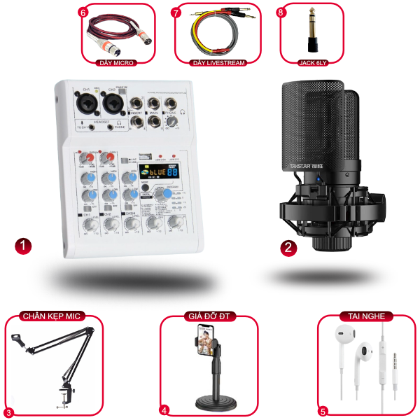 Combo Hát Live Mixer Mickle E4 Và Micro Takstar SM8B Gen 2