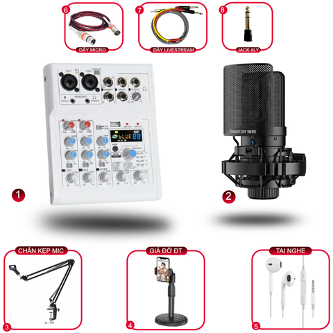 Combo Hát Live Mixer Mickle E4 Và Micro Takstar SM8B Gen 2