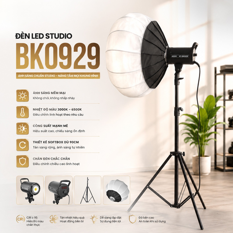 Bộ Combo Đèn Studio BK0929 & Softbox Mặt Trăng