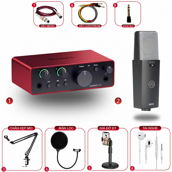 Combo Focusrite Scarlett Solo Gen 4 & AKG Condenser C114