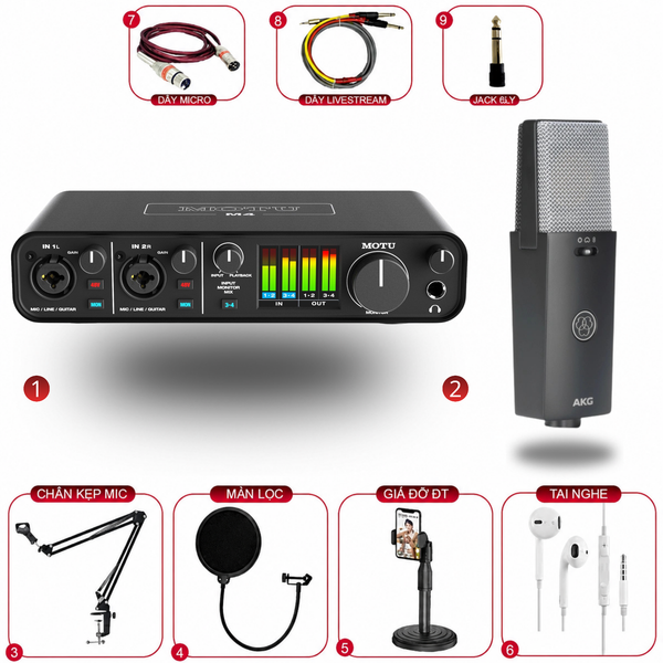 Combo Soundcard MOTU M4 & Micro AKG C114