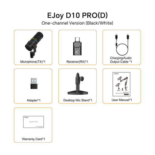 Micro COMICA EJoy D10 Pro - RGB Cardioid Dynamic Không Dây