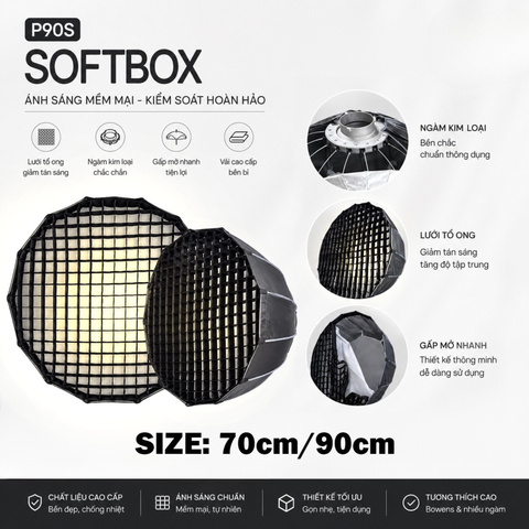 Softbox Parabolic P90S Ngàm Kim Loại