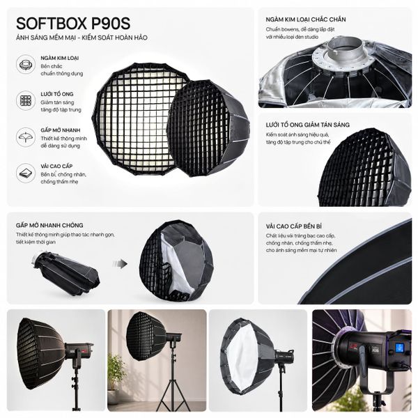 Softbox Parabolic P90S Ngàm Kim Loại