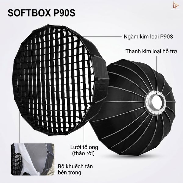 Softbox Parabolic P90S Ngàm Kim Loại