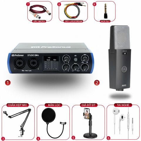 Combo PreSonus Studio 24c & Micro Condenser AKG C114