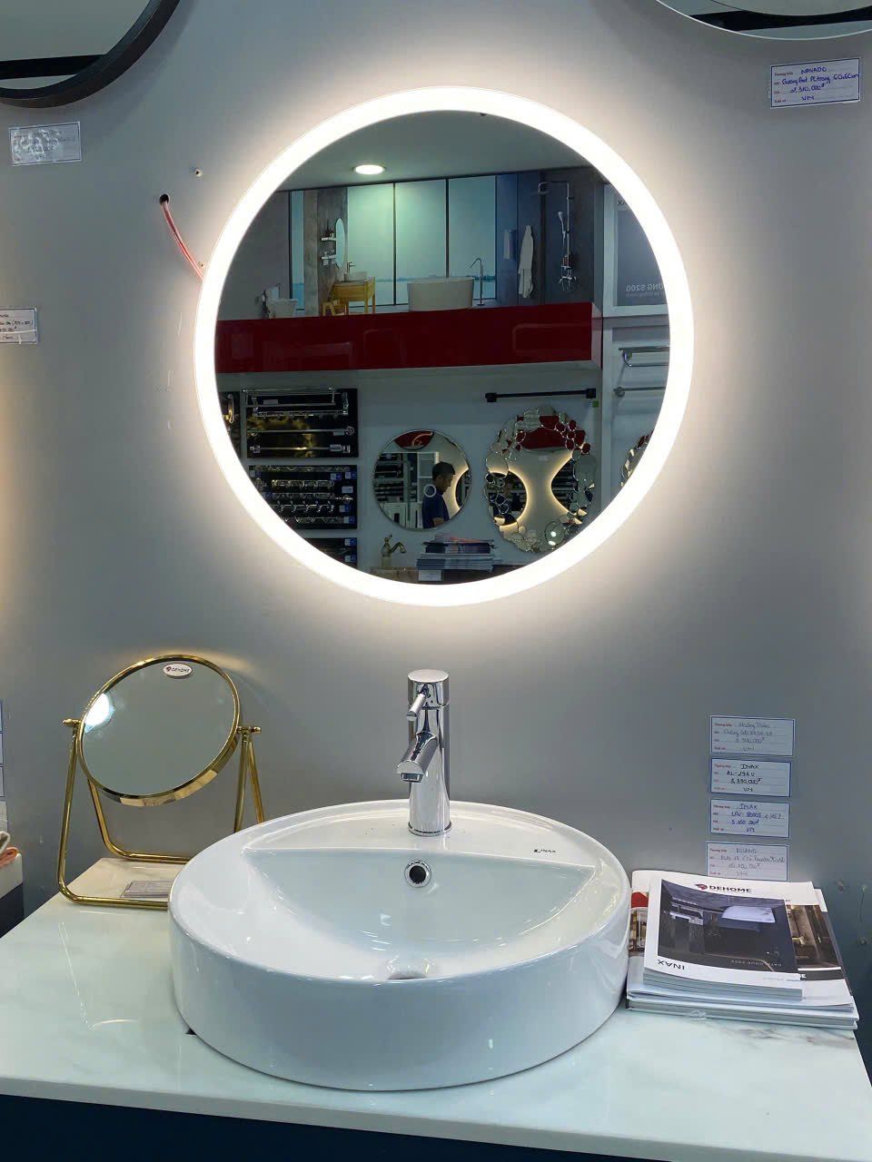  Gương tròn có đèn led & tấm sưởi chống mờ – dày 25mm GBK030V 