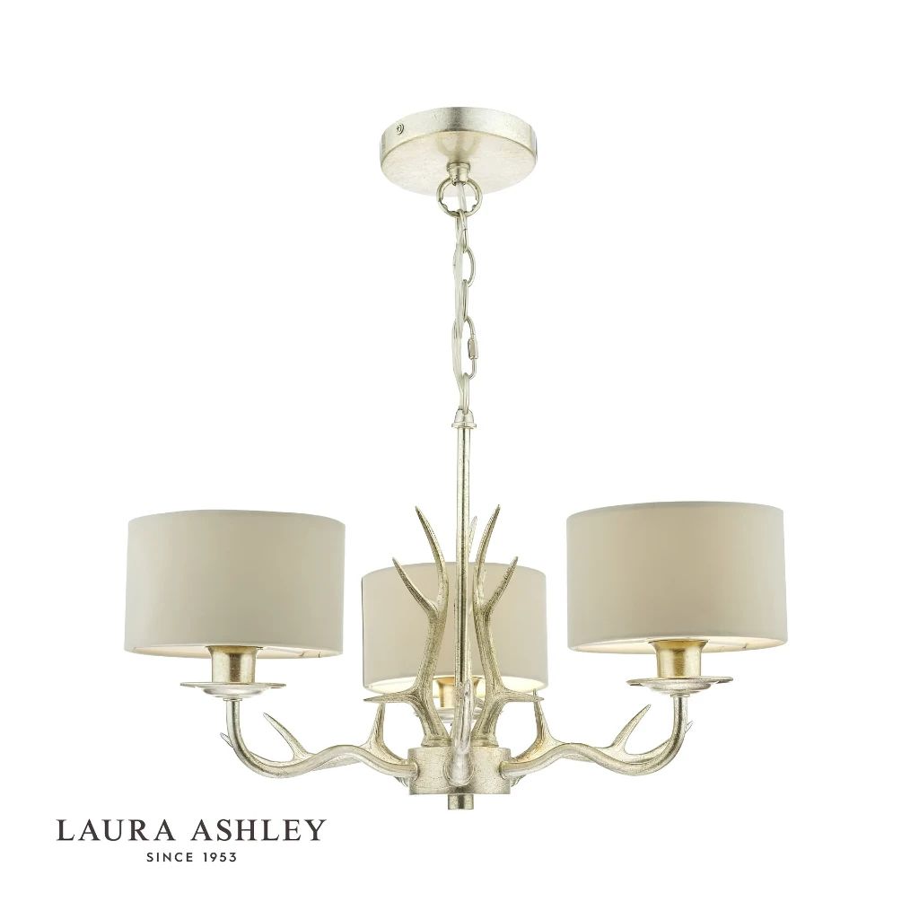  Đèn chùm chao vải Laura Ashley 3 bóng GCH007-3 cao cấp chuẩn Anh Quốc 