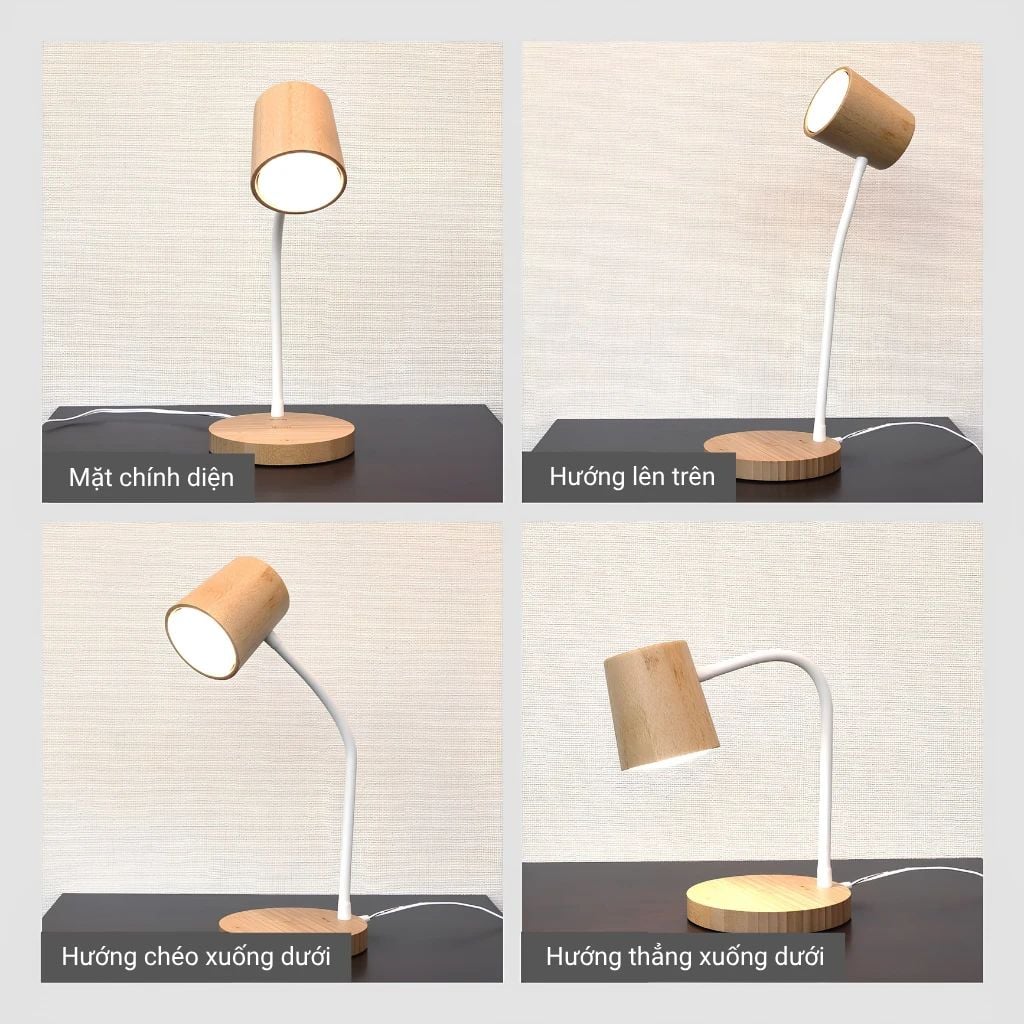  Đèn Để Bàn LED MotoM GST016W Thân Tre Thân Thiện Môi Trường (Màu Trắng) – Tích Hợp Sạc Không Dây & Cổng USB Type-A Chuẩn Nhật Bản 