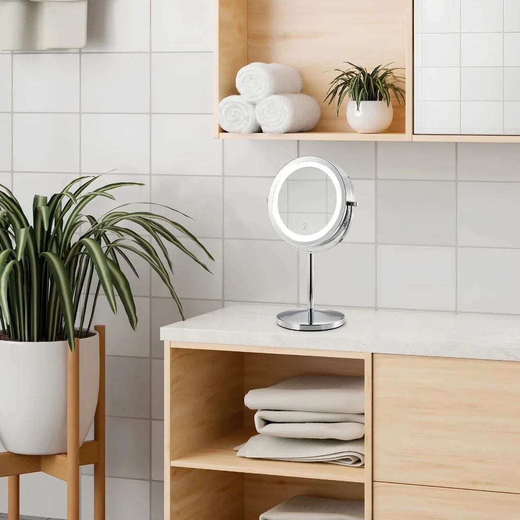  Gương LED Trang Điểm Để Bàn MotoM GST015 (Không Dây) – Đổi 3 Màu Ánh Sáng & Phóng Đại 3 Lần Chuẩn Nhật Bản 