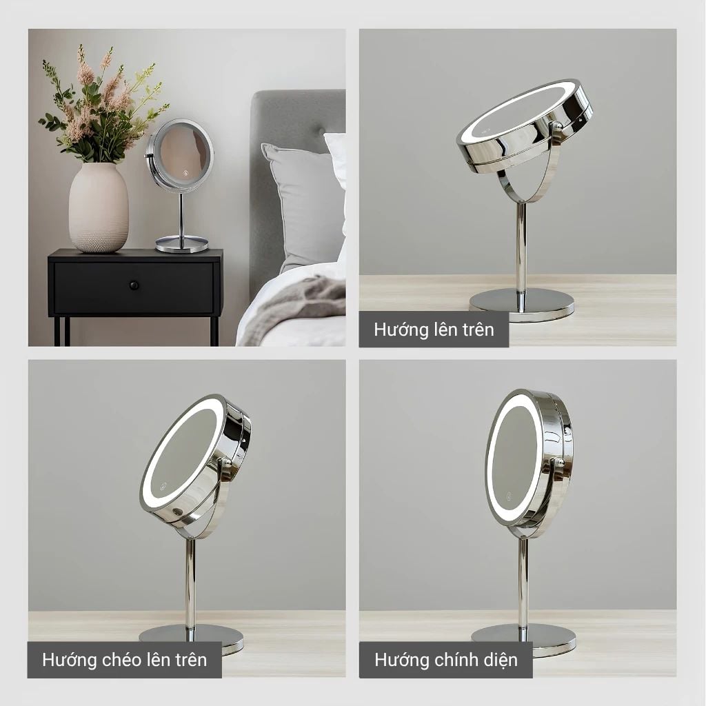  Gương LED Trang Điểm Để Bàn MotoM GST015 (Không Dây) – Đổi 3 Màu Ánh Sáng & Phóng Đại 3 Lần Chuẩn Nhật Bản 