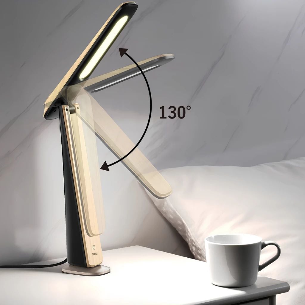  Đèn Bàn LED MotoM GST017B Thân Tre Thân Thiện Môi Trường (Màu Đen) – Tích Hợp Cổng Sạc USB Type-C Chuẩn Nhật Bản 
